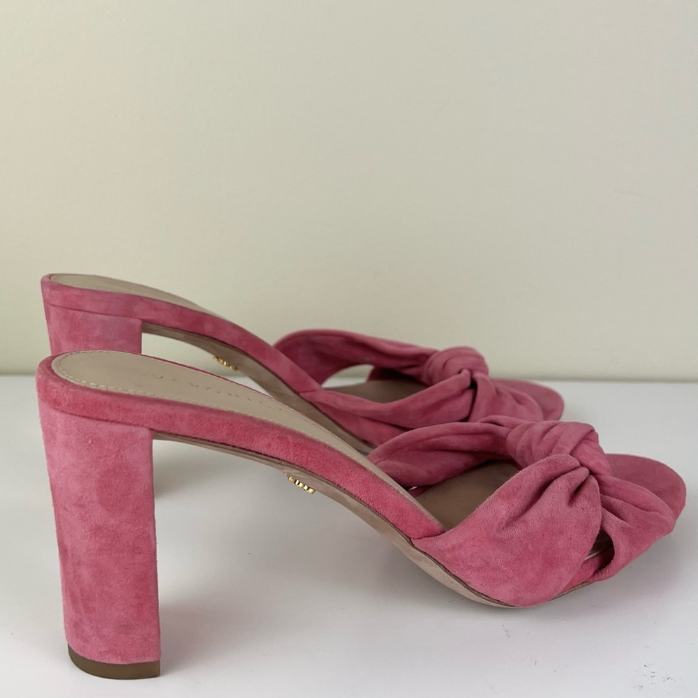 NEW VERONICA BEARD PINK SUEDE KNOT-FRONT SANDALS - Picture 4 of 13